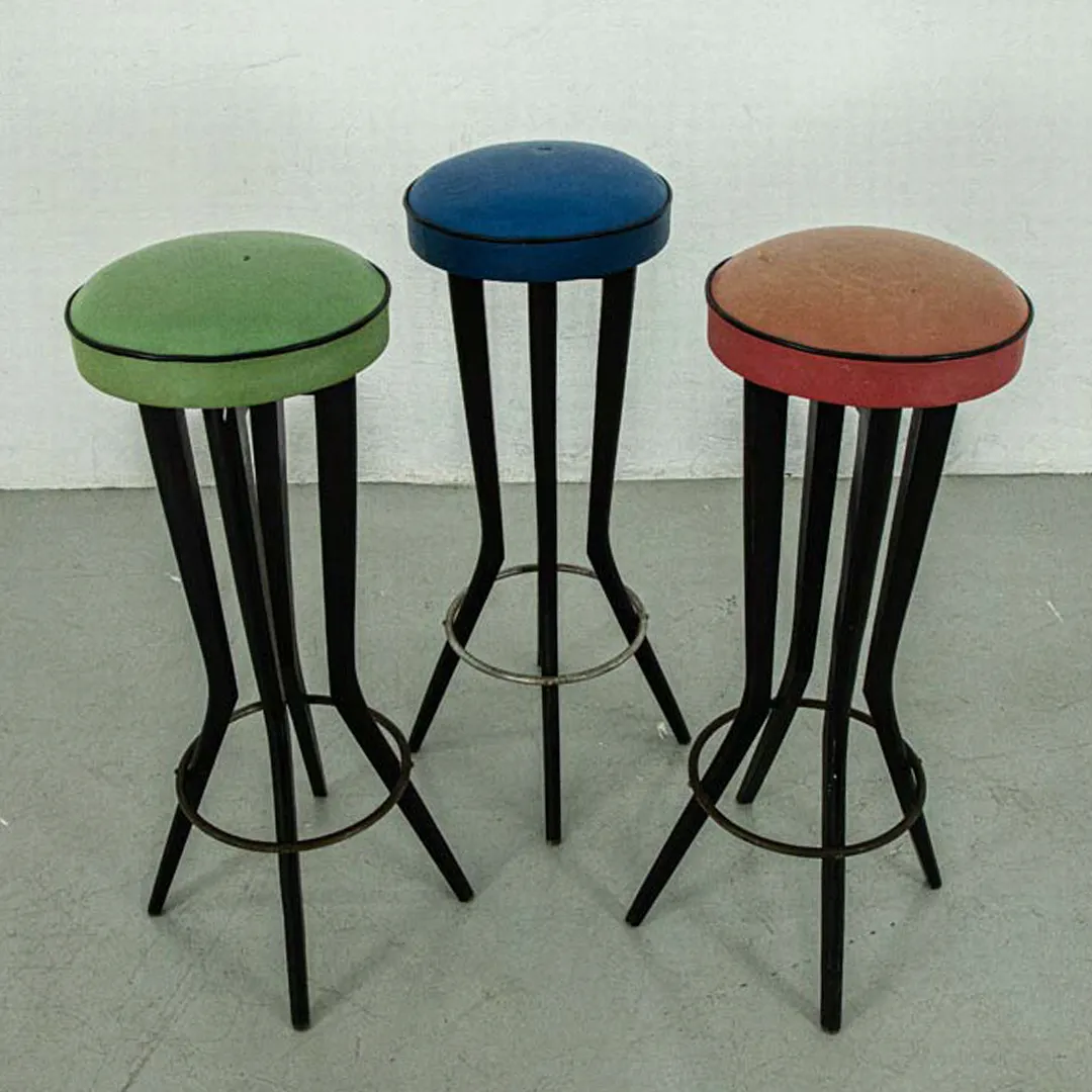 Conjunto de Banquetas de Bar Vintage Anos 60