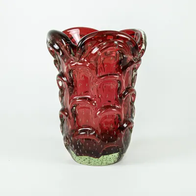 Vaso de Murano Italiano Morango Anos 60