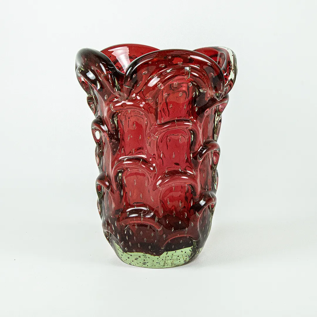 Vaso de Murano Italiano Morango Anos 60
